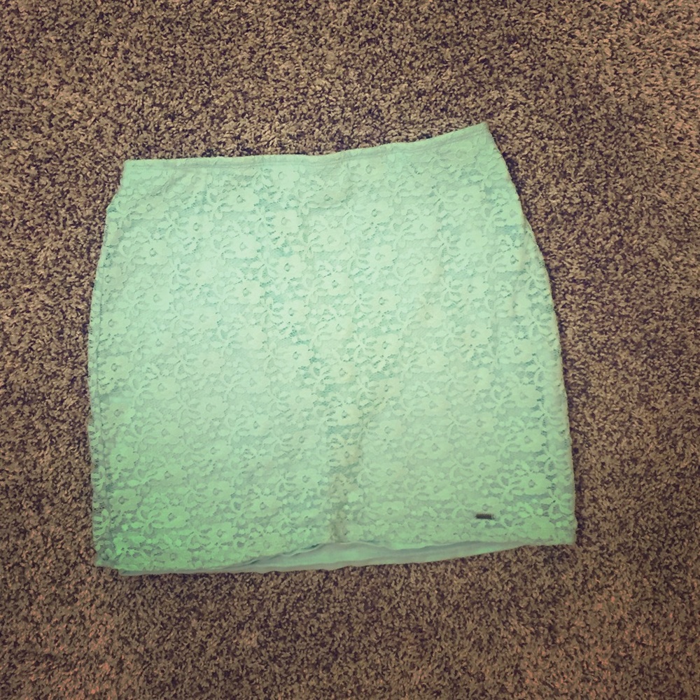 Lace teal mini skirt